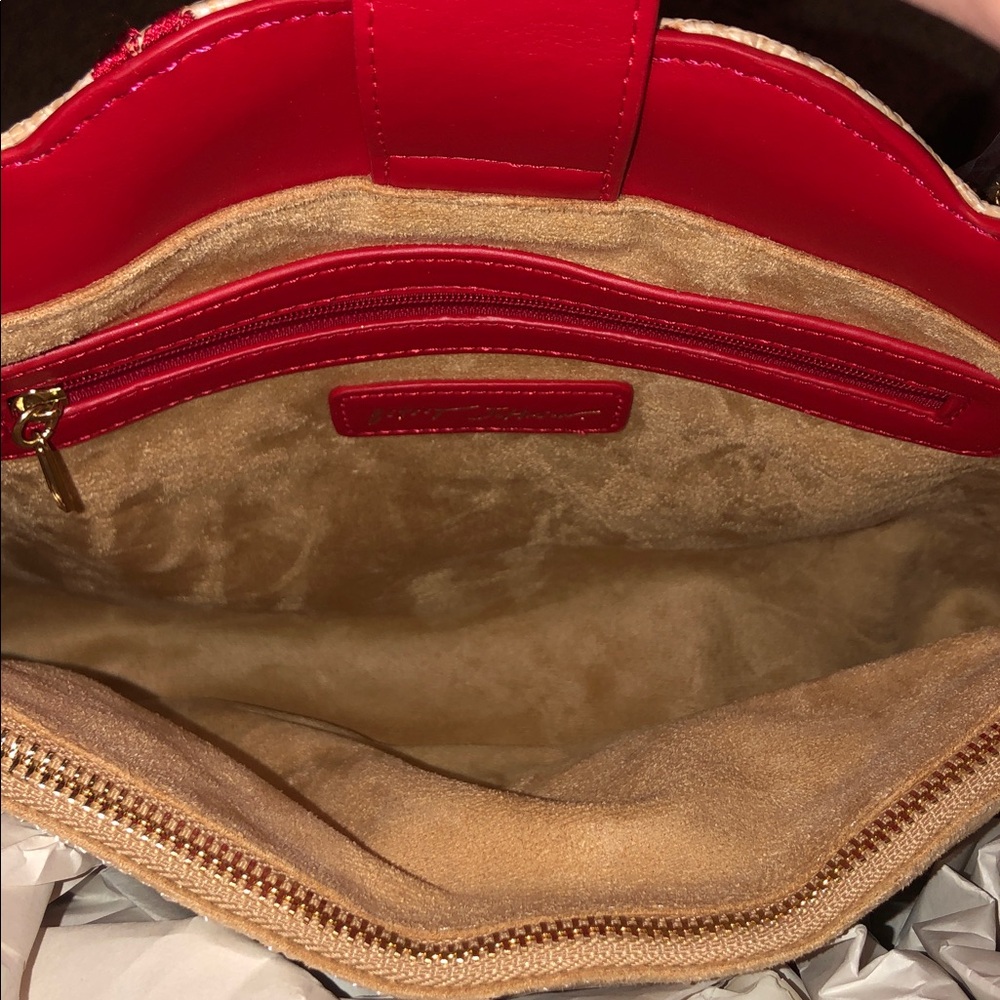 NWT-Betsey Johnson-Cherry🍒Embroidered-Large XO Tote-Woven Straw-Natural-$118 - Picture 11 of 16